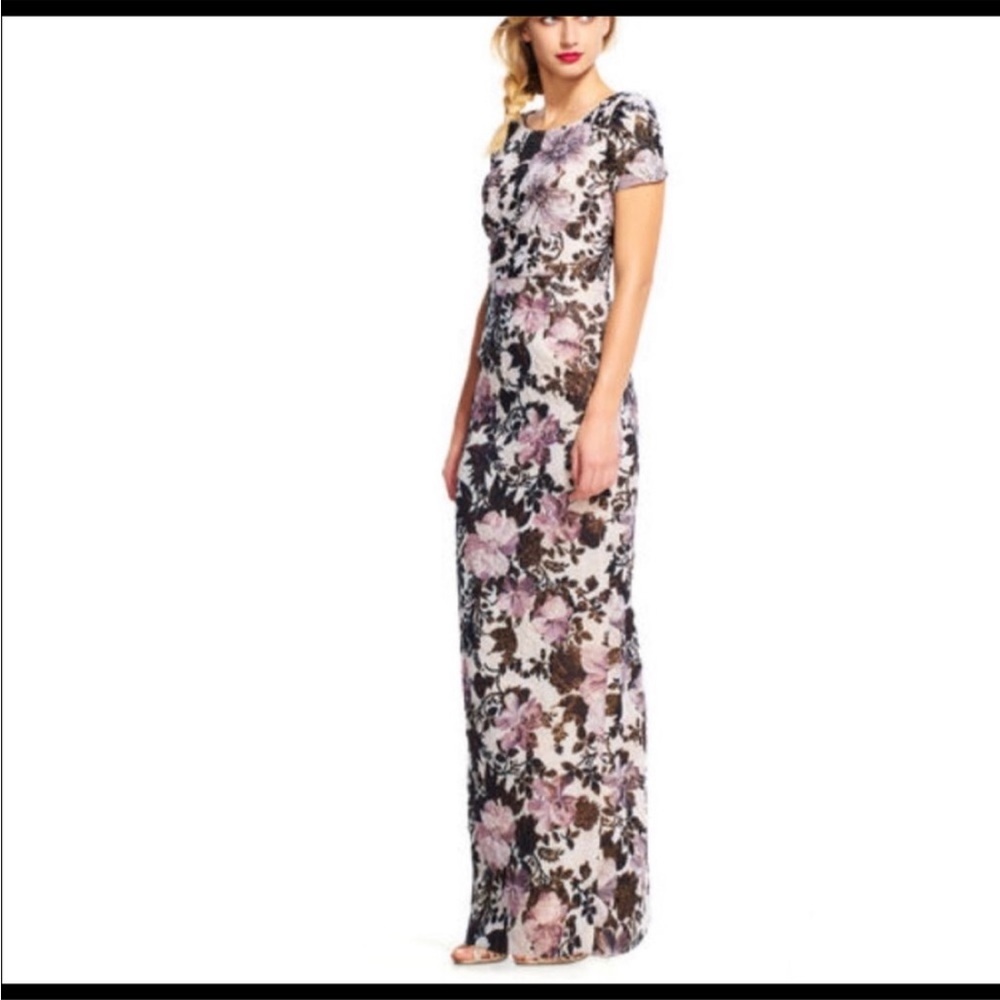 Adrianna Papell Floral Matelasse Column Gown